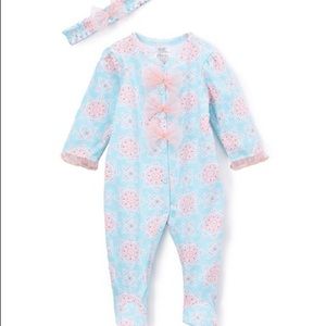 Aqua Snowflake Footie & Headband